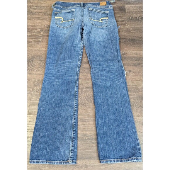 American Eagle Jeans Women's size 6 reg Hipster Blue Denim Distressed Y2K (639m) - Picture 3 of 6